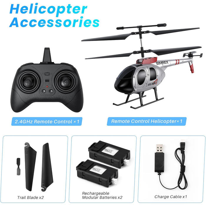 Радіокерований гелікоптер SIMREX 2.4 GHz, 2 швидкості, 20 хв польоту, для хлопчиків та дівчаток