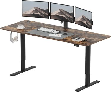 Електричний регульований стіл SANODESK 200x80 см, ергономічний стіл для роботи сидячи та стоячи з пам’яттю, коричневий