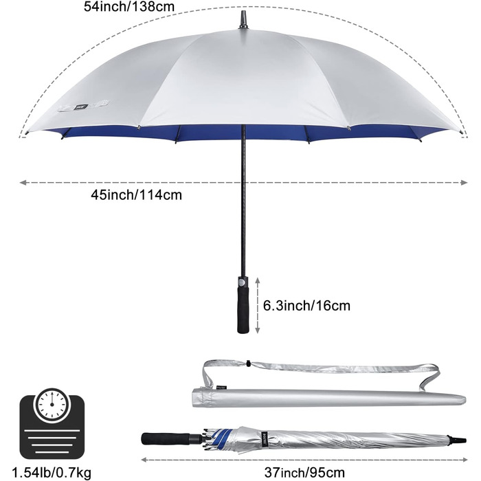 Дюймові парасольки для гольфу парасольки зі срібним покриттям Великий вітрозахисний водонепроникний автоматичний відкривач парасольки, 4Free 54/62-
