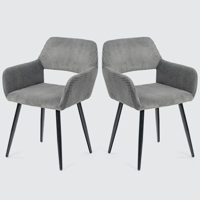 Крісла для їдальні Cosy (2 шт.) - стільці для кухні, вітальні з м'яким сидінням та металевими ніжками, 56x56x78 см (Сірий)