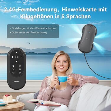 Робот-прибиральник вікон Tuntun W12pro: 5300Pa, 4-Wege система, інтелектуальна навігація, бокс для зберігання, для гладких поверхонь