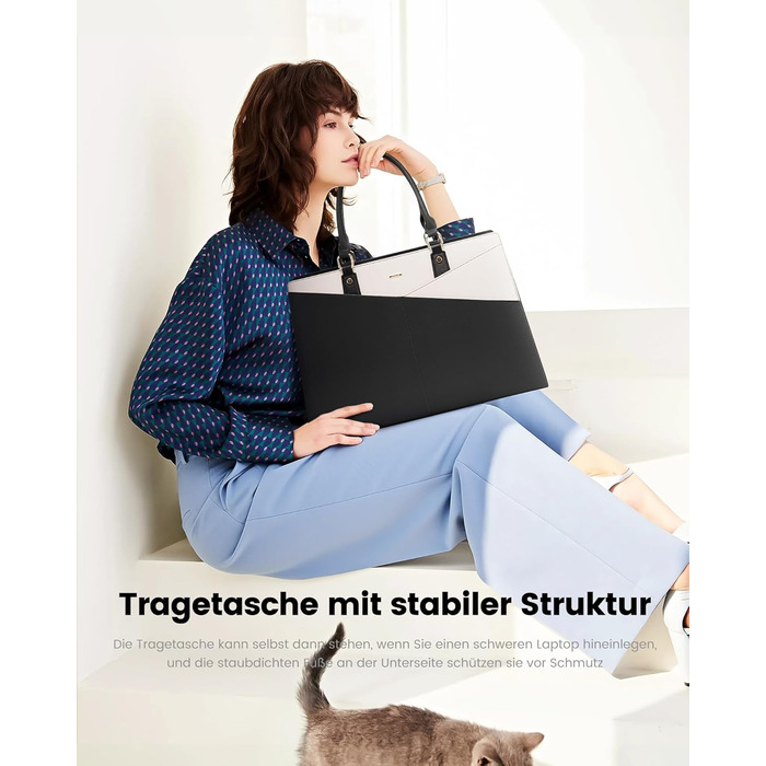 Сумка для ноутбука LOVEVOOK: жіноча сумка-шоппер, велика, на плече, 15.6 дюймів, чорна