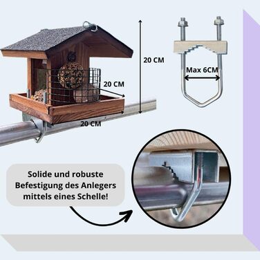 Годівничка для птахів на балконі, стійка до атмосферних впливів, ручна робота, 30-60 мм, коричнева