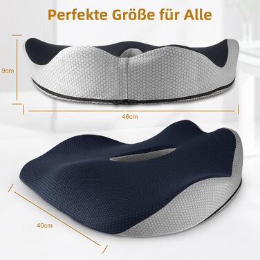 Подушка для сидіння Fwiull з Memory Foam: ергономічна, для авто, софи, офісу (темно-синій)