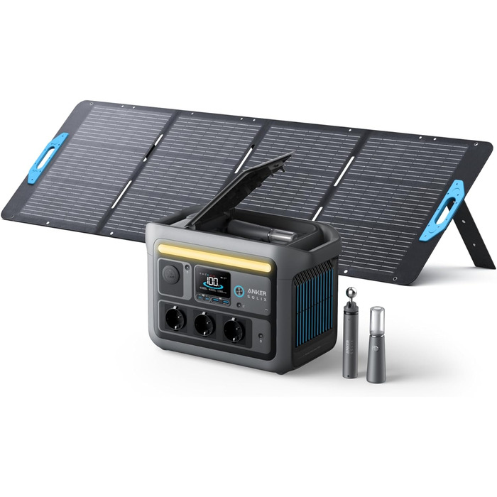 Портативна електростанція Anker SOLIX 1200W (1600W пікова потужність) з акумулятором 768Wh LiFePO4. Ідеально для кемпінгу, подорожей, RV та як резервне живлення. (Сонячна панель опціонально)