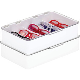 Коробка для зберігання окулярів mDesign Практична коробка для відділення як лоток для окулярів набір із 2 шт. (білий/прозорий)