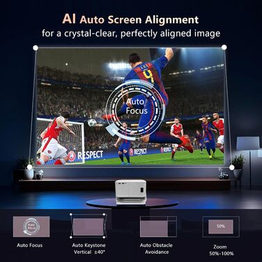 Міні-проектор Smart Beamer Mini: 4K, Netflix, Автофокус, 180° обертання, WiFi6, Bluetooth, Full HD 1080P, 600ANSI, для дому та вулиці