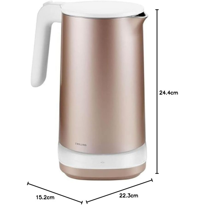 Електричний чайник ZWILLING Enfinigy Pro з регулюванням температури, фільтром від накипу, функцією підтримання тепла, бездротовий, 1850 Вт, 1,5 л, сріблястий (Рожевий Enfinigy)