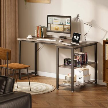 Комп'ютерний стіл Coleshome для геймінгу, кутовий, з обертовим ящиком, 120x70 см (сірий)