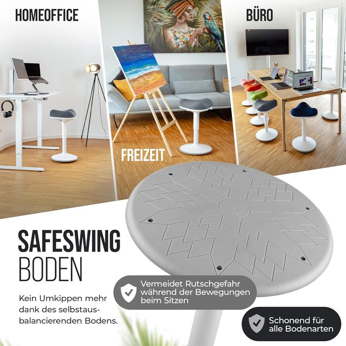 Офісний стілець ZIP SH-01 Graphitblau: ергономічний, регульована висота (58-83 см), знімний чохол, сертифікат IGR