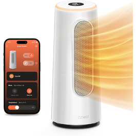 Керамічний обігрівач CLEVAST 1500W з терморегулятором та таймером, 83°C, осциляція, для спальні/офісу (Small)