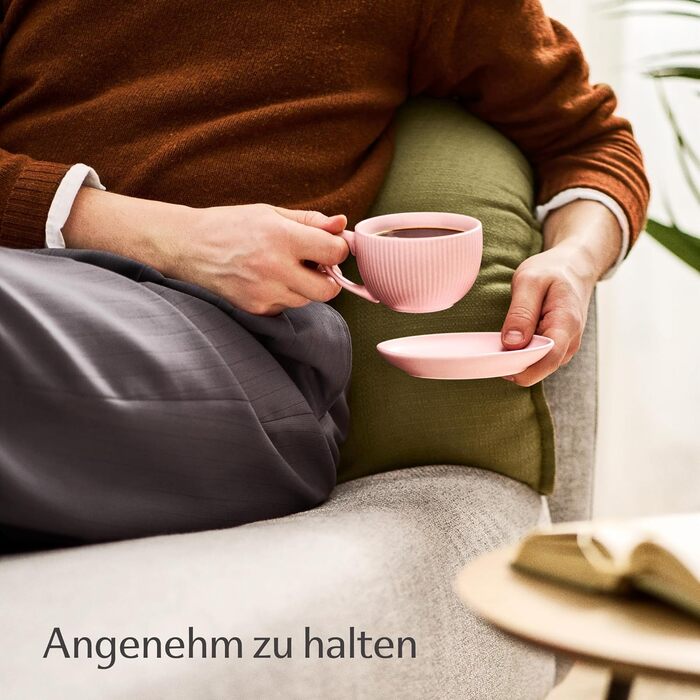 Капучино чашки Cosumy 6 шт. набір - 200 мл, кераміка, смугастий дизайн, миє в посудомийній машині, з ручкою