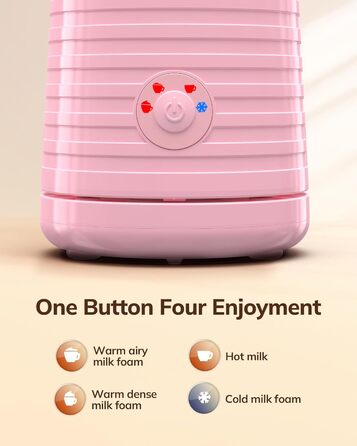 Morpilot Електричний спінювач молока 4-в-1, для лате, капучино, макіато (рожевий)