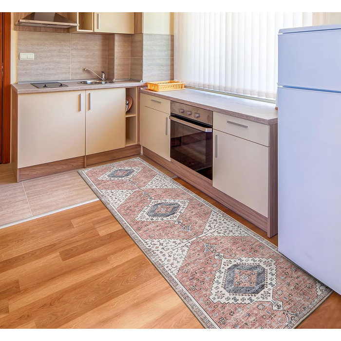 Килим вітальня, вінтажний кухонний бігун складаний, миється східний килим для їдальні, спальні, кабінету, офісу, пікніка на свіжому повітрі, 80x150см (помаранчевий, 80 x 300 см)