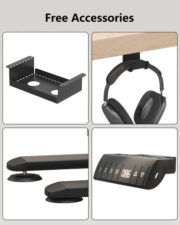 Регульований стіл Flamaker: електричний, з пам'яттю, для офісу та дому, 140 x 70 см, коричневий (бежево-чорний)