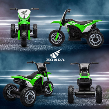 Дитячий електромотоцикл HOMCOM, 6V дитячий мотоцикл з гудком, музикою під час запуску, дитячий транспорт, 3 км/год, для дітей 3-6 років, зелений