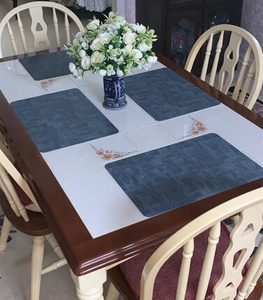 Набір тканих серветок з екошкіри для столу, вологостійкі, стійкі до плям, термостійкі, легко миються, PU серветки для кухні та обіднього столу (Темно-синій, 6 шт.)