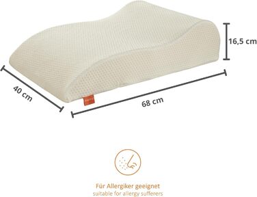 Подушка для ніг Sleepling, подушка для підйому ніг, подушка для ніг, подушка для дорослих, подушка під коліна 40 x 68 x 16,5 см, 100% бавовна, прання 60°C, Ökotex 100, Made in EU (40 x 68 x 16.5 см, поліестер)