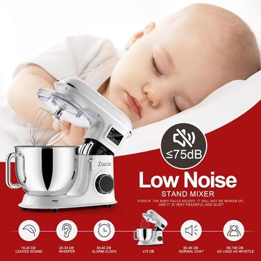 Кухонна машина 1500W 8L з 6 швидкостями, функцією ферментації та LCD-дисплеєм (біла)