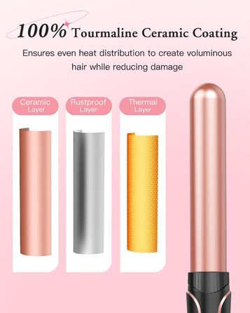 BESTOPE PRO 5-в-1: Набір для створення локонів та випрямлення волосся (3 насадки) Рожеве золото