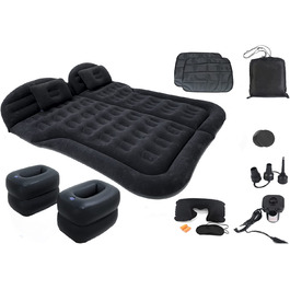 Автомобільний матрац Icelus, надувний матрац для позашляховика, універсальна надувне ліжко для кемпінгу, рухоме заднє сидіння автомобіля, більш товстий багажник, надувне ліжко для подорожей, кемпінгу ,активного відпочинку (De-suv003 Black)