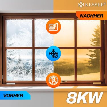 Дизельний опалювач KESSER® 8kW з таймером, LCD-дисплеєм та пультом дистанційного керування | Швидкий нагрів | Опалювач повітря з шумопоглиначем та термостатом (Червоний, 8кВт) Чорний / Червоний 8кВт