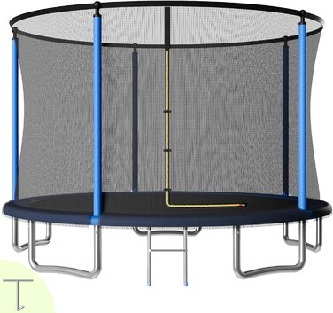 Батут JUMMICO вуличний Ø360 см з сіткою безпеки, захисним бортиком та комплектом для монтажу (синій)