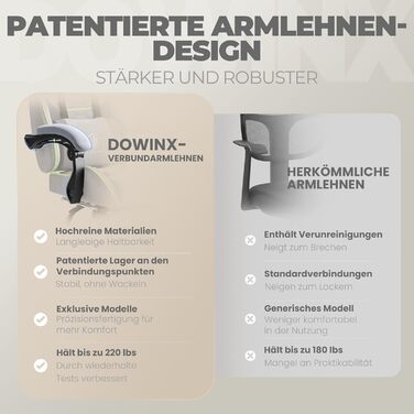 Ігровий крісло Dowinx з підголовником та підставкою для ніг, тканинне, з масажем, чорно-зелений, ергономічне, для офісу та ігор