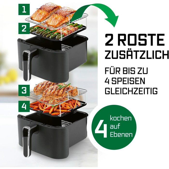 Фритюрниця повітряна GOURMETmaxx з 2 камерами, 10 л, сіра | 2x 5 л | з сенсорним дисплеєм