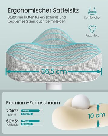 SONGMICS Стілець-табурет для стоячи, регульована висота 48-65.5 см, обертовий, сірий, для офісу та дому (OSC018BH01)