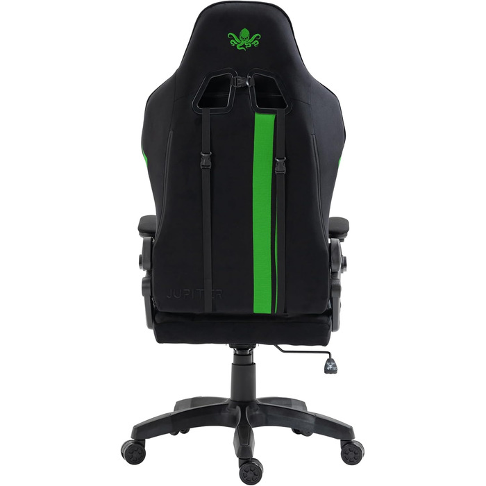 Крісло геймерське KRAKEN CHAIRS - ергономічне, тканинне, для комп'ютера, 130 кг, чорно-зелене