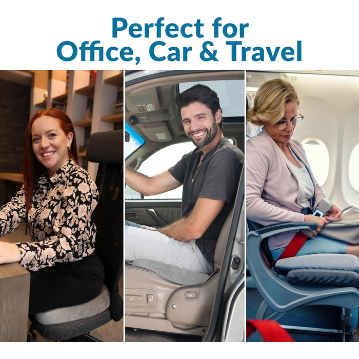 Подушка для сидіння ComfiLife Premium з Memory Foam для спини та ішіасу (сіра)