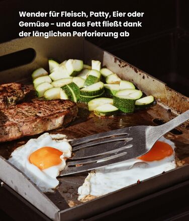 Набір для гриля: щипці, лопатка, виделка, щітка для чищення. Підходить для газових грилів. Подарунковий набір з нержавіючої сталі та акації (4 шт.)