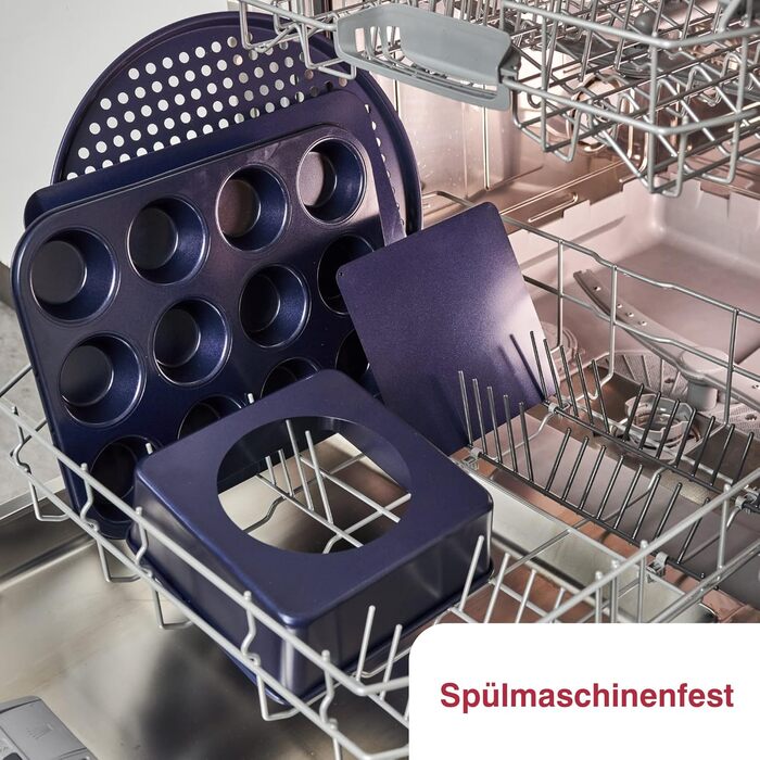 Форма для випічки Zyliss E980194 Springform, 23 см, з антипригарним покриттям, нержавіюча сталь, темно-синій колір, для маленьких тортів, сумісна з посудомийною машиною, 5 років гарантії