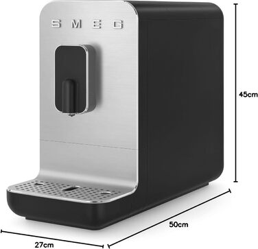 Еспресо-машина Smeg BCC11BLMEU з вбудованою кавомолкою, термоблоком, об'єм 1,4 л, чорна