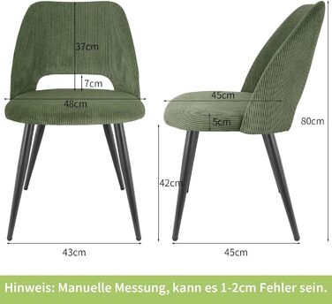 Набір з 4-х обідніх стільців з кшталту м'якого велюру, з товстим шаром м'якої підкладки, металеві ніжки, для вітальні, спальні, їдальні та прийому гостей, зелений колір