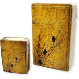 Дерев'яний портсигар Nuf-Nuf для сигаретної коробки - Сигаретна коробка для самонабивних сигарет Плюс коробка для сірників - Портсигар з різними мотивами (Водолій)