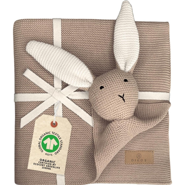 Оригінальна дитяча ковдра CUDDLY BUNNY рожева Ковдра для новонароджених зі 100 органічної бавовни Екологічна затишна ковдра в'язана для дівчат Коляска з ковдрою для обіймів Дитяче початкове обладнання Подарунок на народження (капучино)