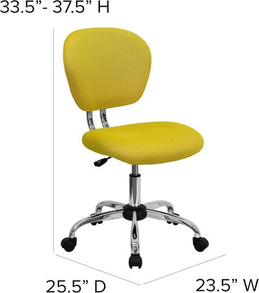 Офісне крісло Flash Furniture H-2376-F-WHT-GG, середня спинка, сітка, хромована основа, жовтий, без підлокітників