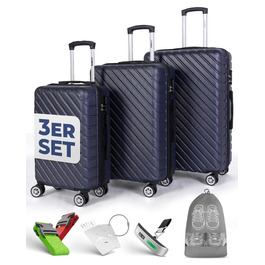Набір валіз Onbest 3 шт. XXL (20', 24', 28') з ABS, з колесами, + вага – блакитний