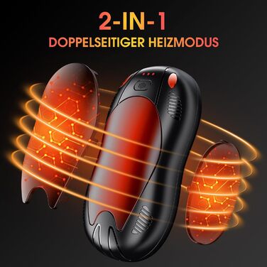 Електричний гріє для рук, 10000mAh, двосторонній нагрів, 2 шт. в наборі, USB, багаторазовий, 3 режими нагріву, для кемпінгу та активного відпочинку, подарунок на зиму