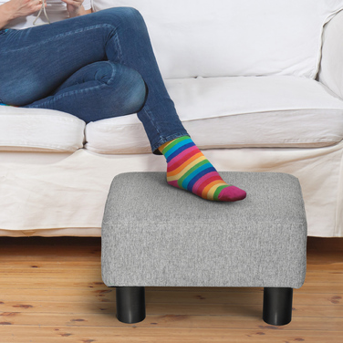 HOMCOM Footstool Пуф прямокутний Лляний пуф до 150 кг з навантаженням для вітальні, передпокою сірий