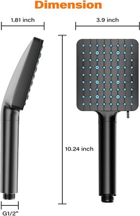 Фільтр для душу Cobbe з шлангом, високонапірна ручна лійка з 20-ступеневою фільтрацією, економна лійка з 6 режимами розпилення, дощова лійка для жорсткої води (чорний матовий)