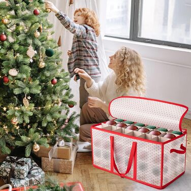 Коробка для зберігання новорічних кулічок, 128 відділень, червона