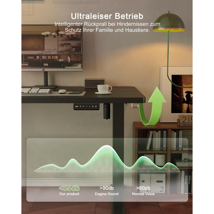 Електричний стіл JUMMICO з регулюванням висоти та USB-портом для зарядки, 100 x 60 см, білий (чорний)