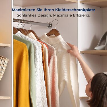 Плечики для одягу SereneLife з дерева, 20 шт. (10 шт. з горіхового дерева), поворотний 360°, антиковзкі, для дітей та дорослих, міцні, економія місця, для курток, спідниць, штанів та костюмів