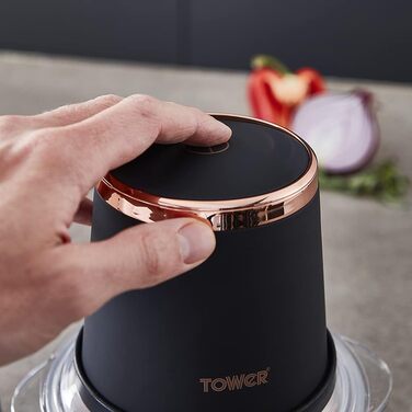 Подрібнювач для салату Tower Cavaletto T12058MNB, 1 л, 350 Вт, Midnigh Blue & Roségold (Чорний та Рожево-золотий)