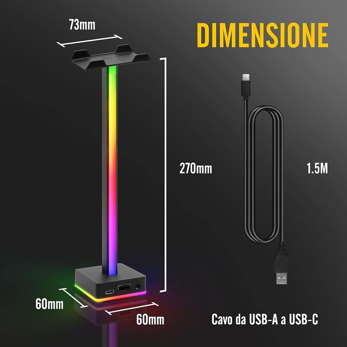 Світлодіодна світло-смуга EZDIY-FAB для навушників з кріпленням, RGB-підсвічування, 50 режимів, аксесуар для геймерського ПК, чорний