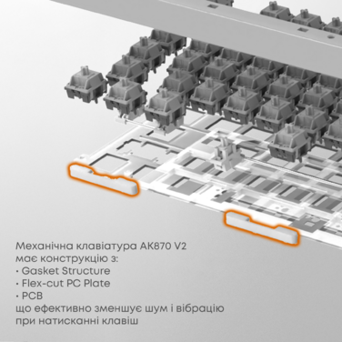 Дротова механічна клавіатура Ajazz AK870 V2 Flying Fish Switches White (AK870-V2-FF-BWB)