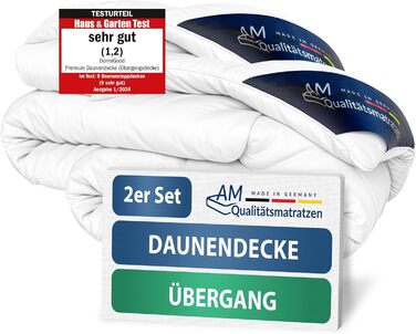 Пухова ковдра DormiGood Daunendecke 35x200: пух Extraweiche, дихаюча, Oeko-TEX, Made in Germany, для цілорічного використання (135x200)